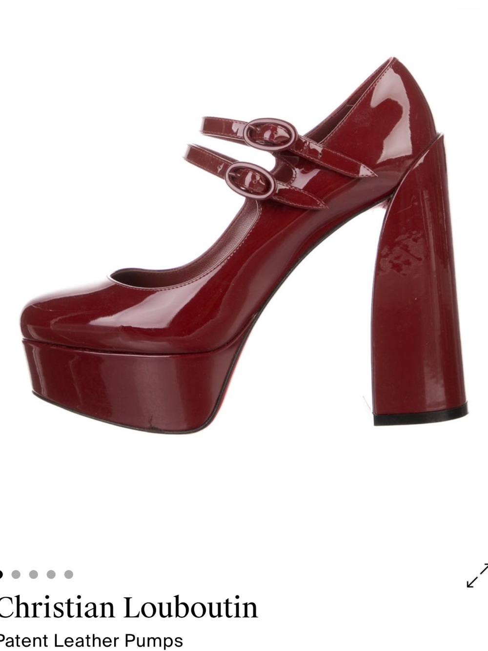Christian Louboutin Burgundy Patent Leather Double-Strap Platform Pumps